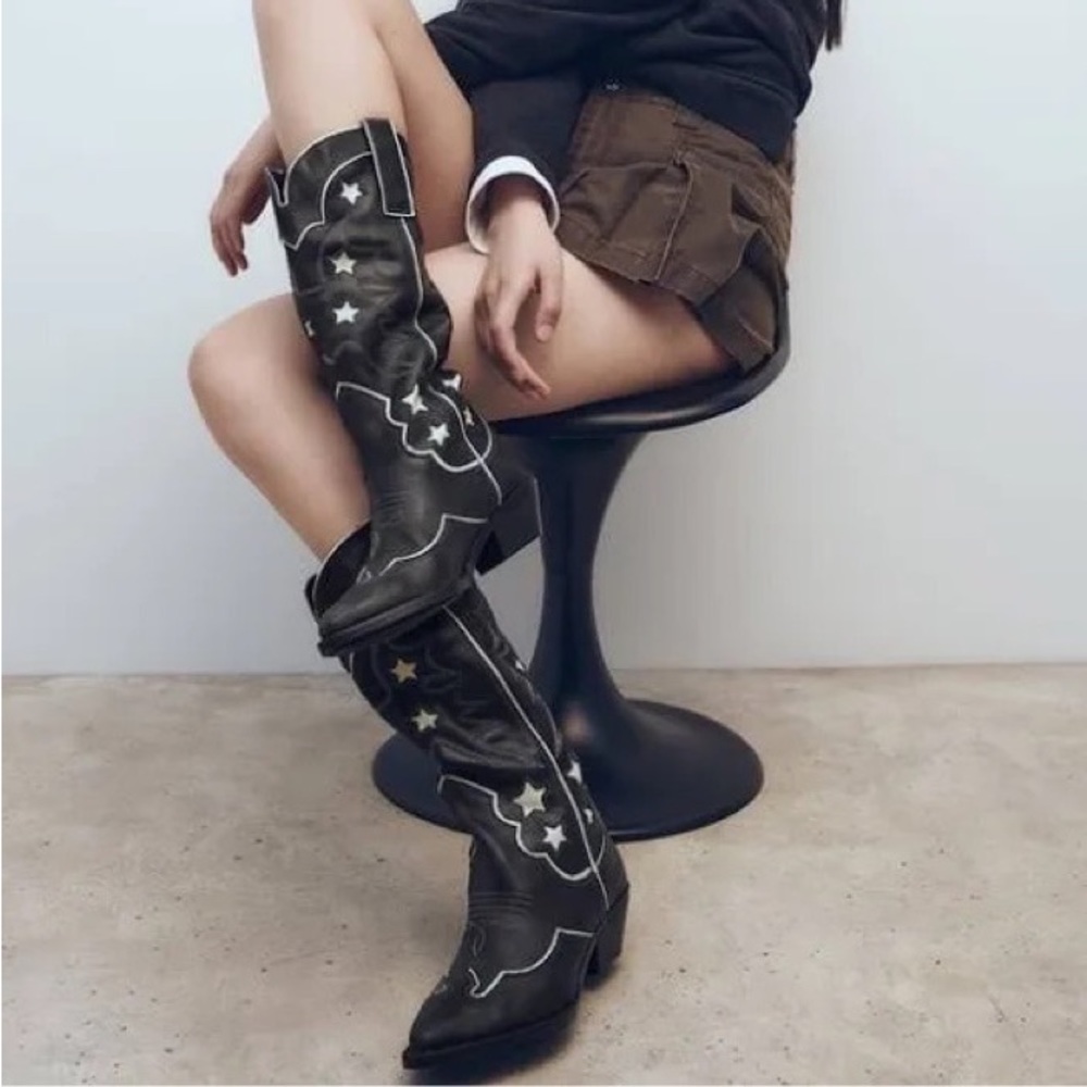 Zara cowboy boots 37